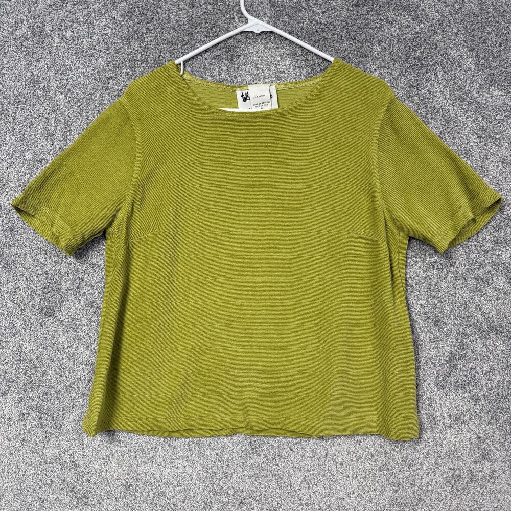 Vintage Y2K Talk Of The Walk Blouse M Lime Green Knit Whimsigoth Coastal Chic